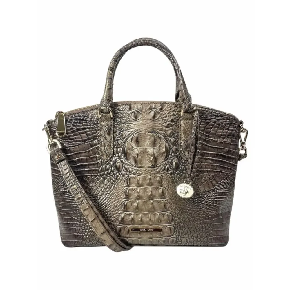 Brahmin Medium Duxbury Satchel Bag Melborne Coffee Brown Croc
